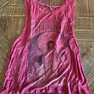Jimi Hendrix Faded Flowy Tank Top with Twisted Back Straps + Open Back